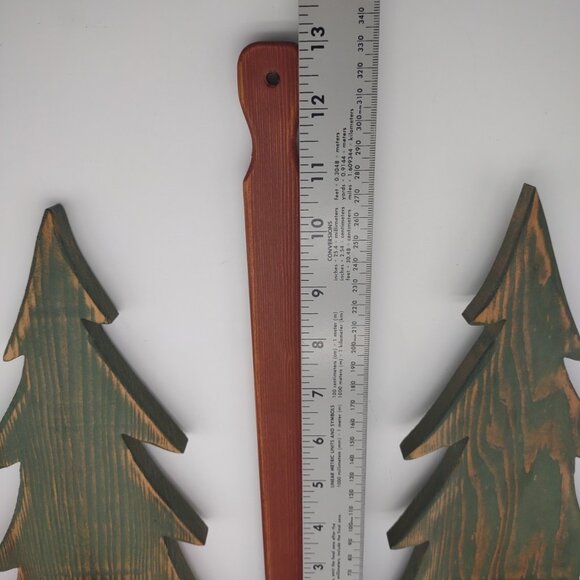 Vintage Primitive Rustic Painted Wood Fir Tree Candlestick Decor, Wall or Table - Picture 12 of 17